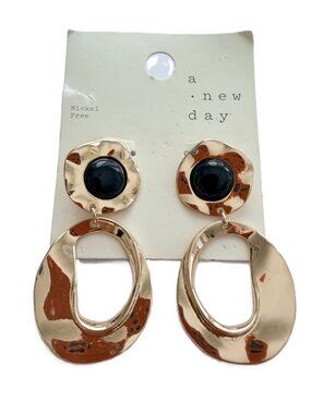 A New Day Gold Tone Organic Oval Drop Earrings Modern statement earrings